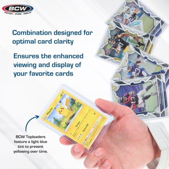 BCW – (NEW) Standard Top Loader & Sleeve Combo – 100 Pack – Fits Up To 20pt