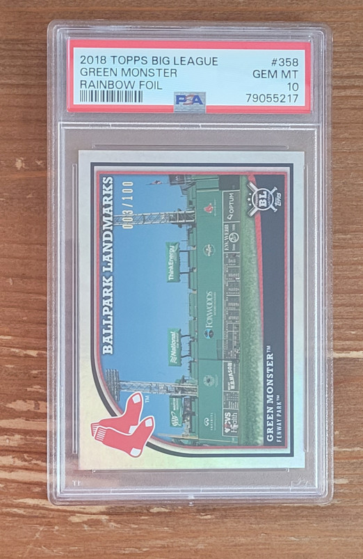 2018 Topps Big League Rainbow Foil #358 Green Monster 3/100 PSA 10 POP 1