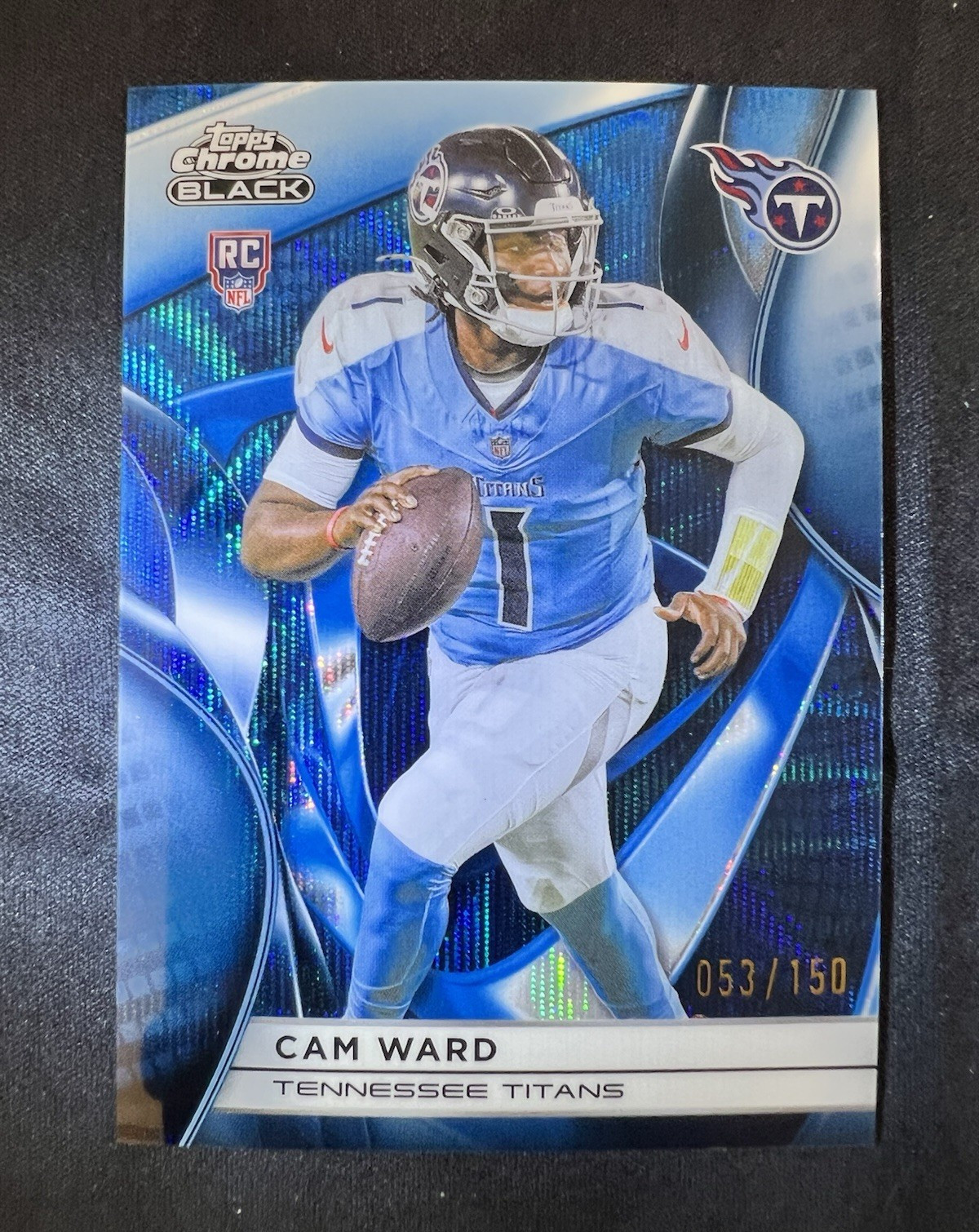 CAM WARD BLUE WAVE *COLOR MATCH* 2025 Topps Chrome Black Rookie Card #148
