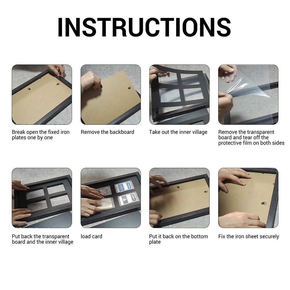 9-Grid Wall Mount Trading Card Display Frame with 9pcs 35pt Magnetic Card Holder
