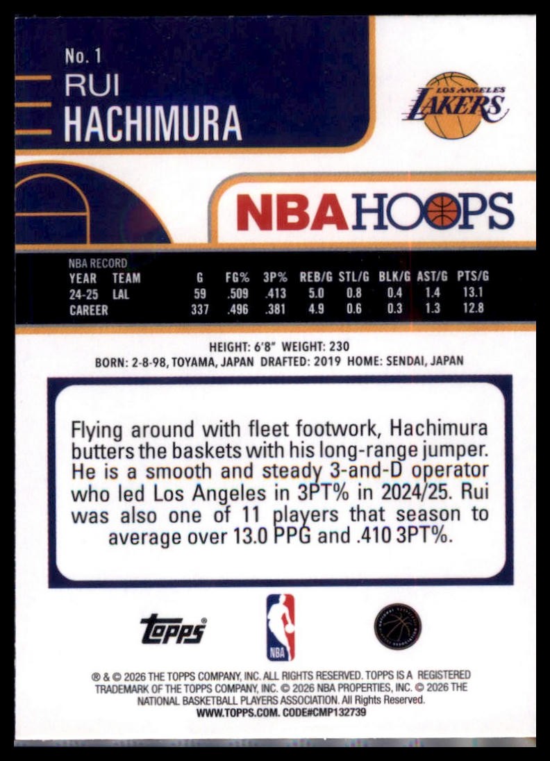 2025-26 Hoops #1 Rui Hachimura