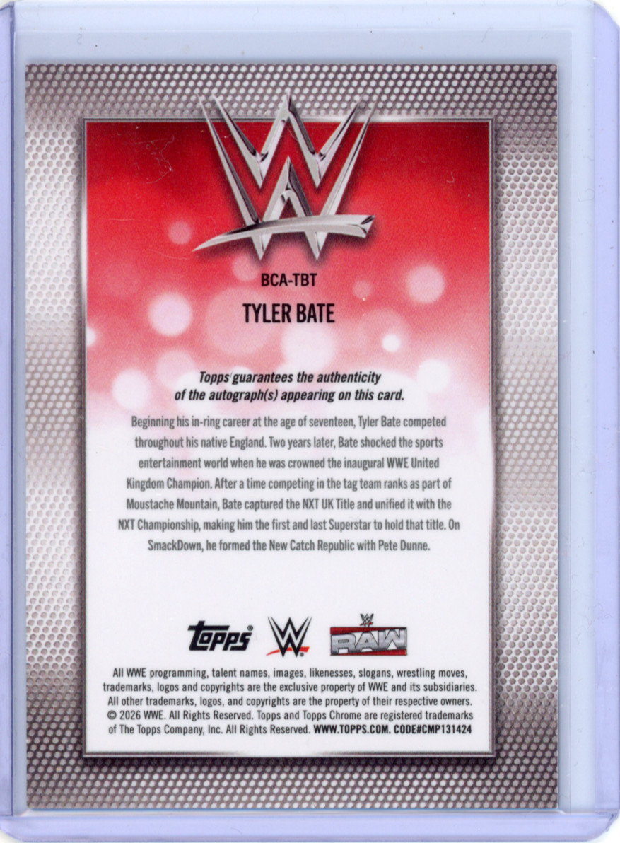 Tyler Bate 2025 Topps Chrome Wwe Blue Auto /150 #BCA-TBT