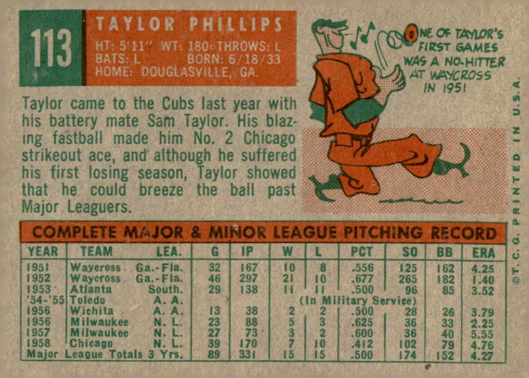 1959 Topps #113 Taylor Phillips