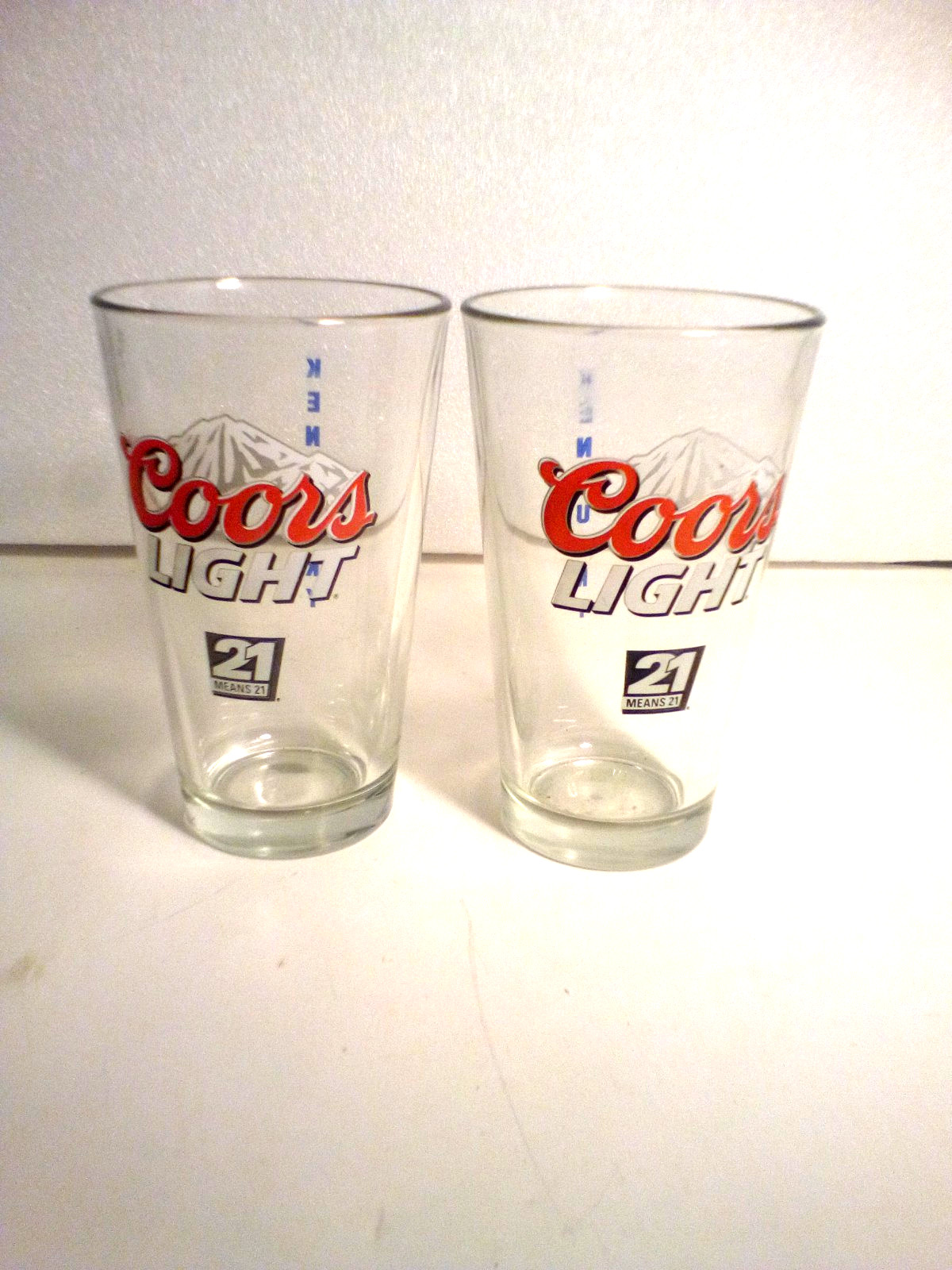 COORS Light Tumbler 16 oz Pint Barware Official Beer of NASCAR Means 21 Lot of 2