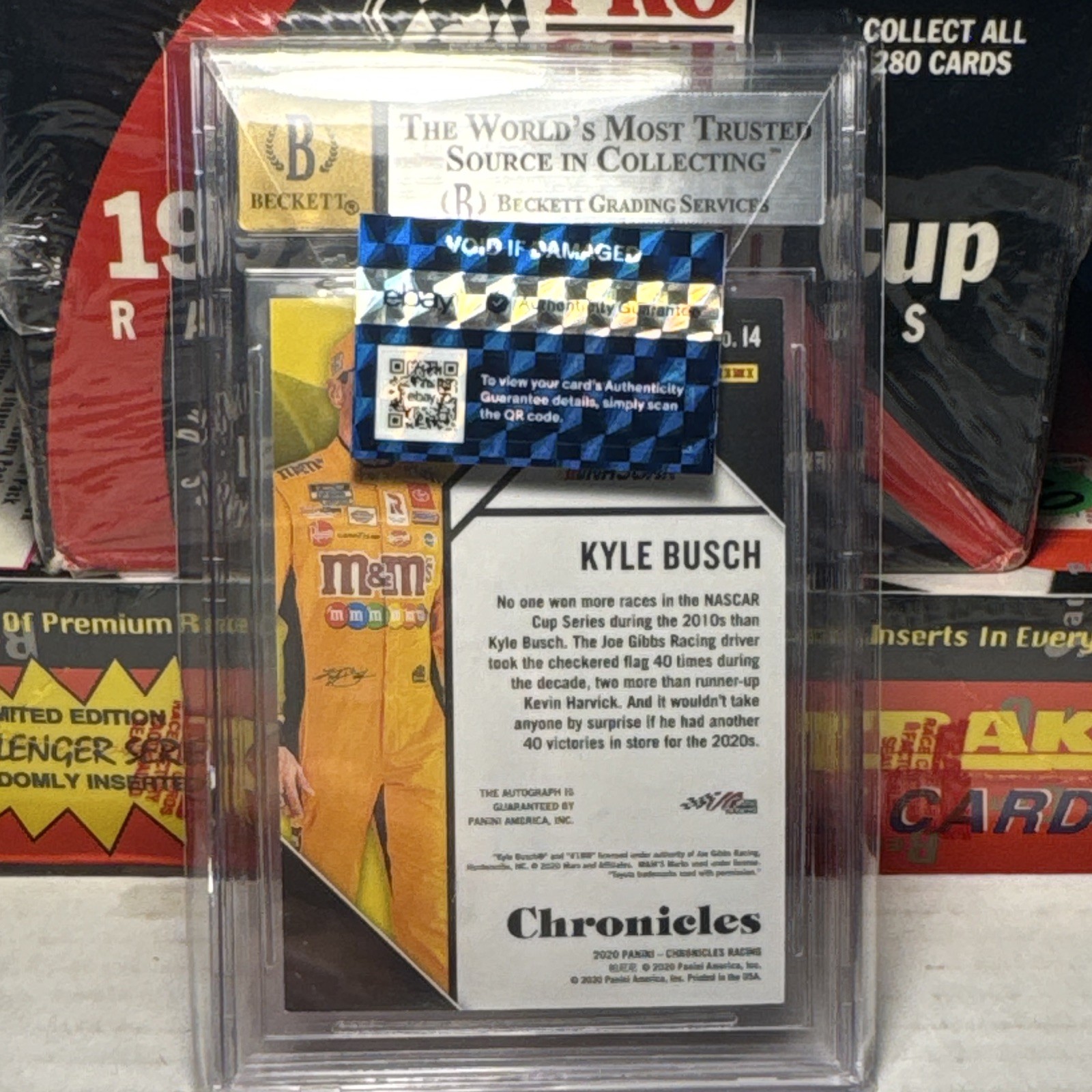 Panini 2020 Chronicles Autographs Purple Kyle Busch #14 Auto BGS 8.5/10 09/10