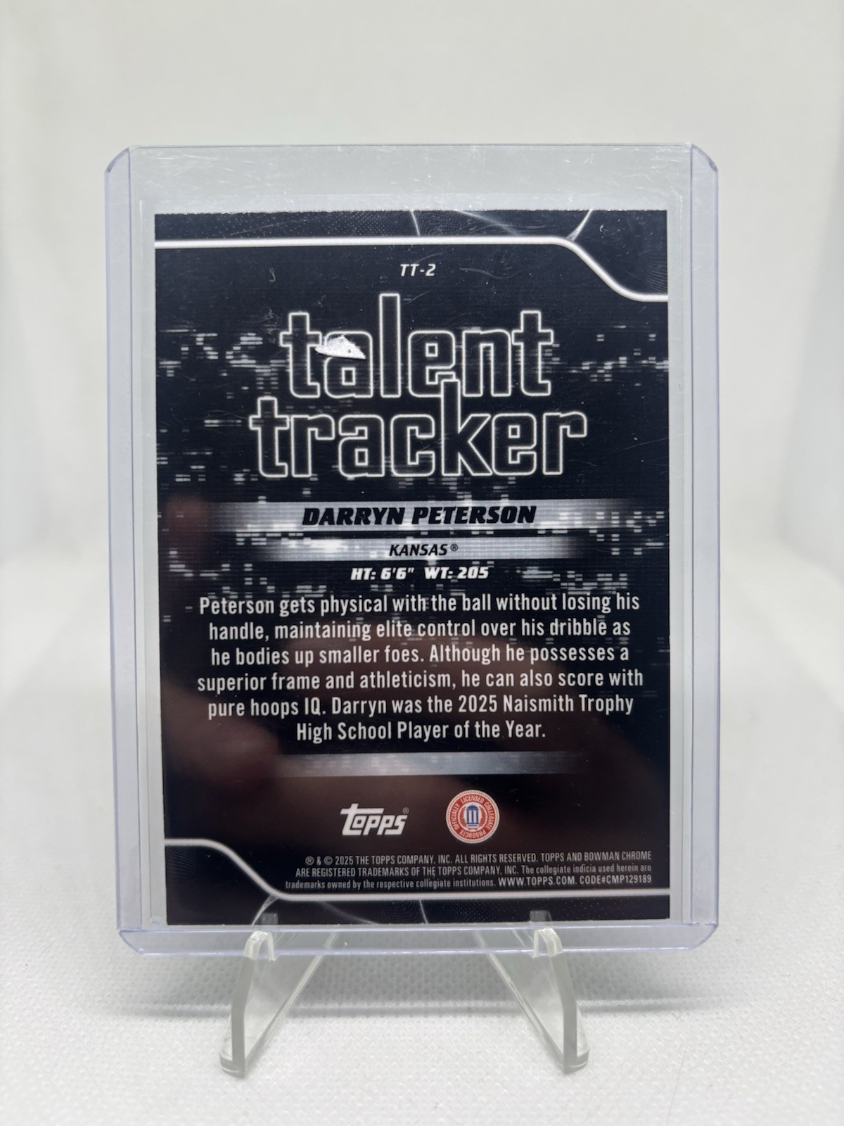 Topps 2025-26 Bowman Talent Tracker Darryn Peterson TT-2 Aqua /125 Kansas