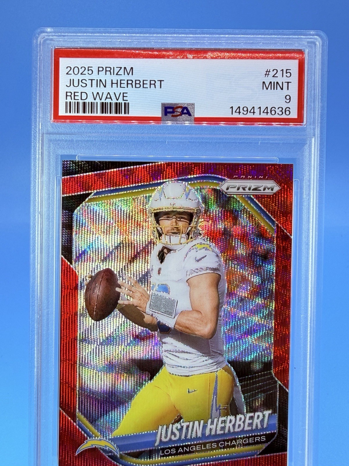 2025 Prizm ~ JUSTIN HERBERT ~ Red Wave Prizm #’d /149 ~ PSA 9 MINT POP 1 🔥