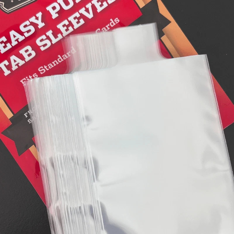 500 (5 Packs) Cardboard Gold Easy Pull Tab Soft Sleeves Premium Trading Card PSA