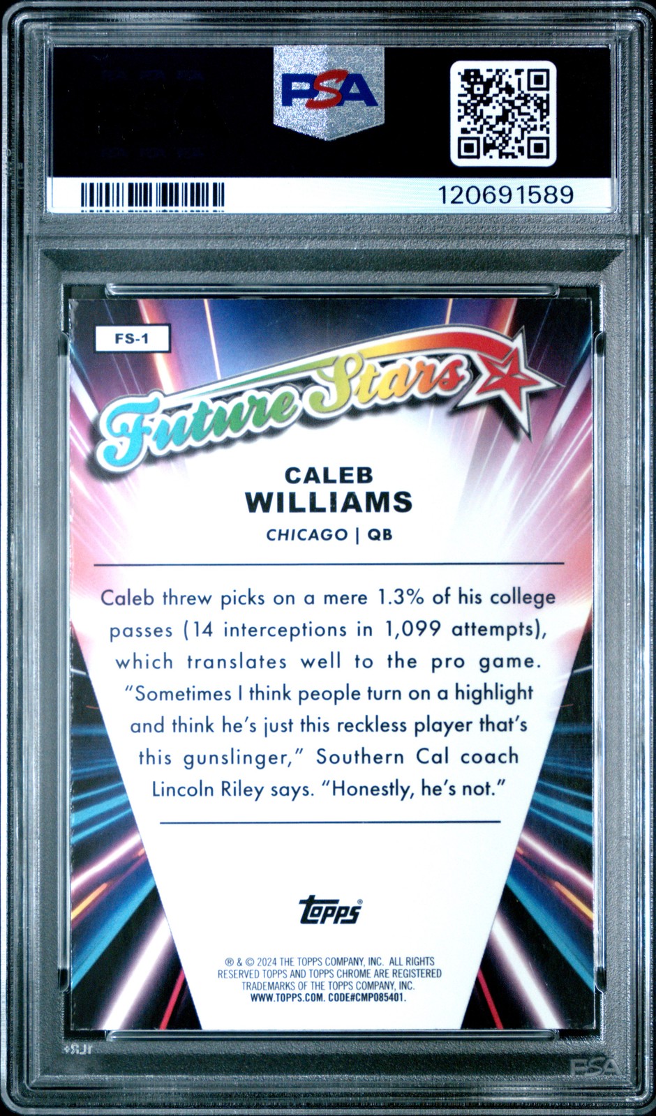 2024 TOPPS CHROME FUTURE STARS X-FRACTOR #FS1 CALEB WILLIAMS PSA 10