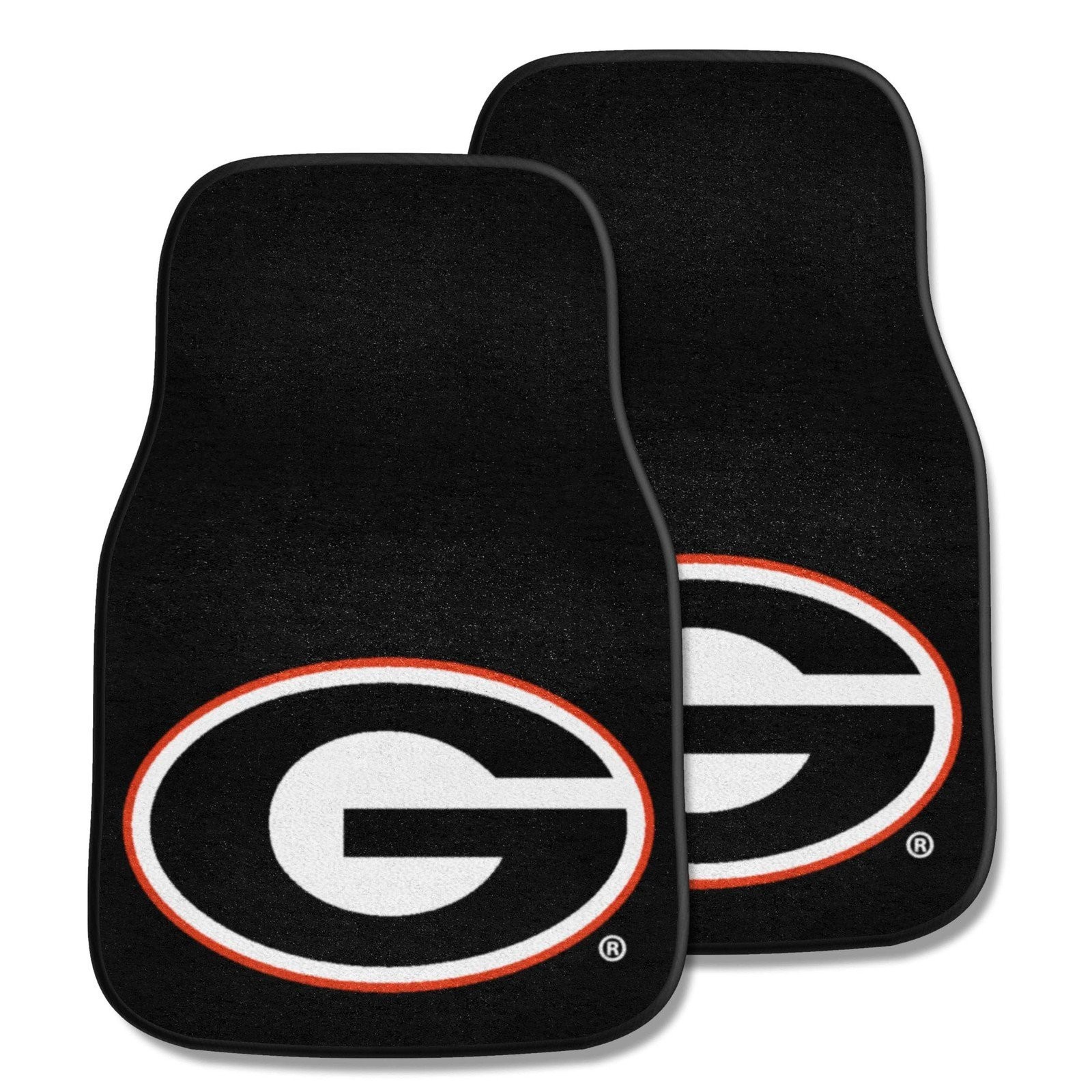 University of Georgia Bulldogs 2-Piece Vehicle Carpet Mat Set, Black, Front Row