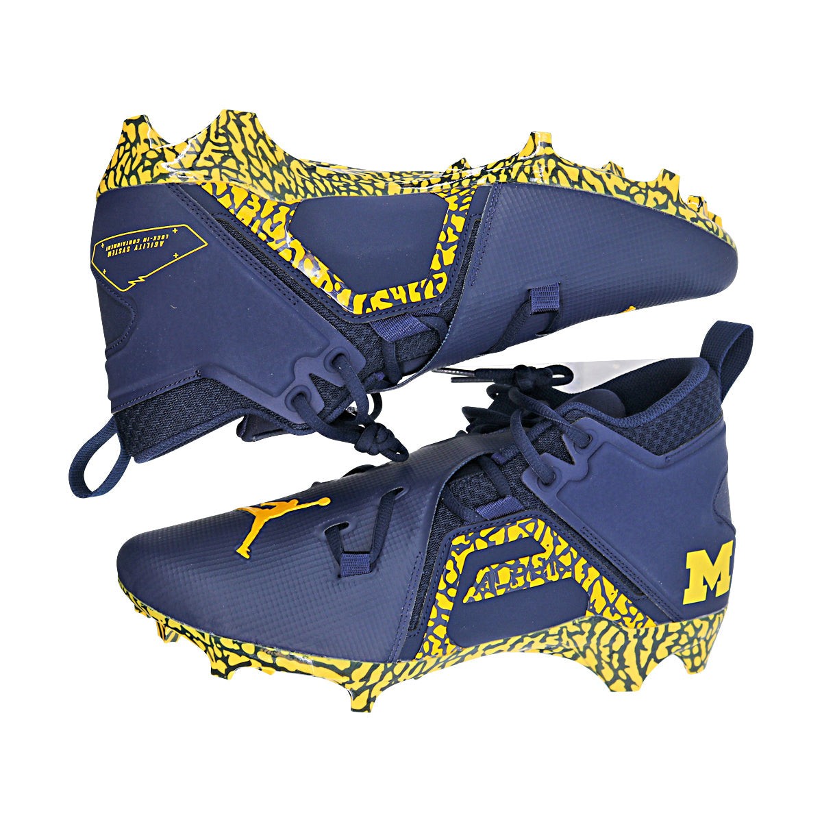Jordan Alpha Menace Pro 3 University of Michigan Team Issued Cleat Size 10.5