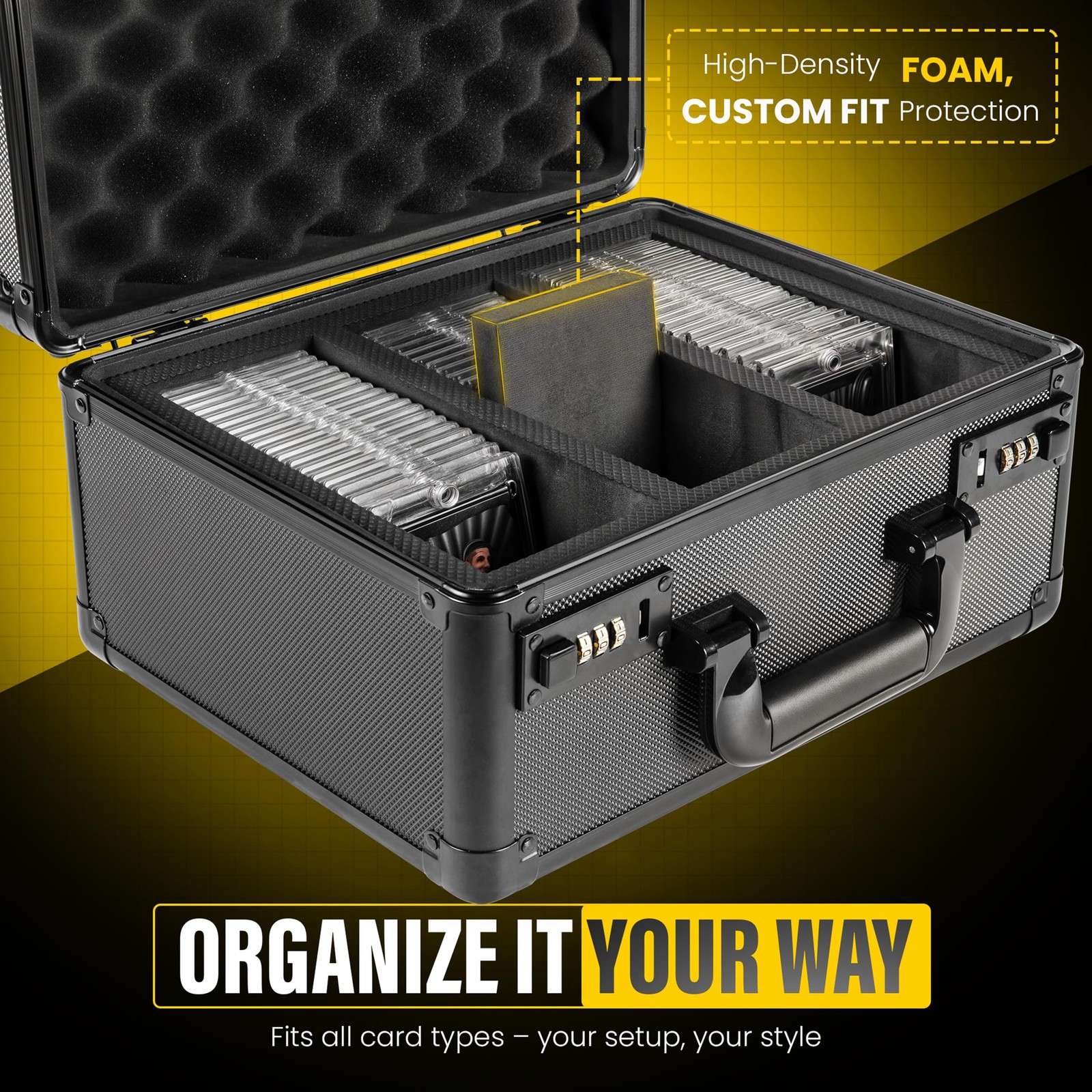 Graded Card Storage Box with Combination Lock – Waterproof Slab Carrying Case…