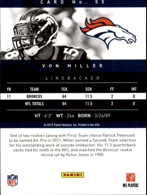 2012 Prestige #55 Von Miller – FB