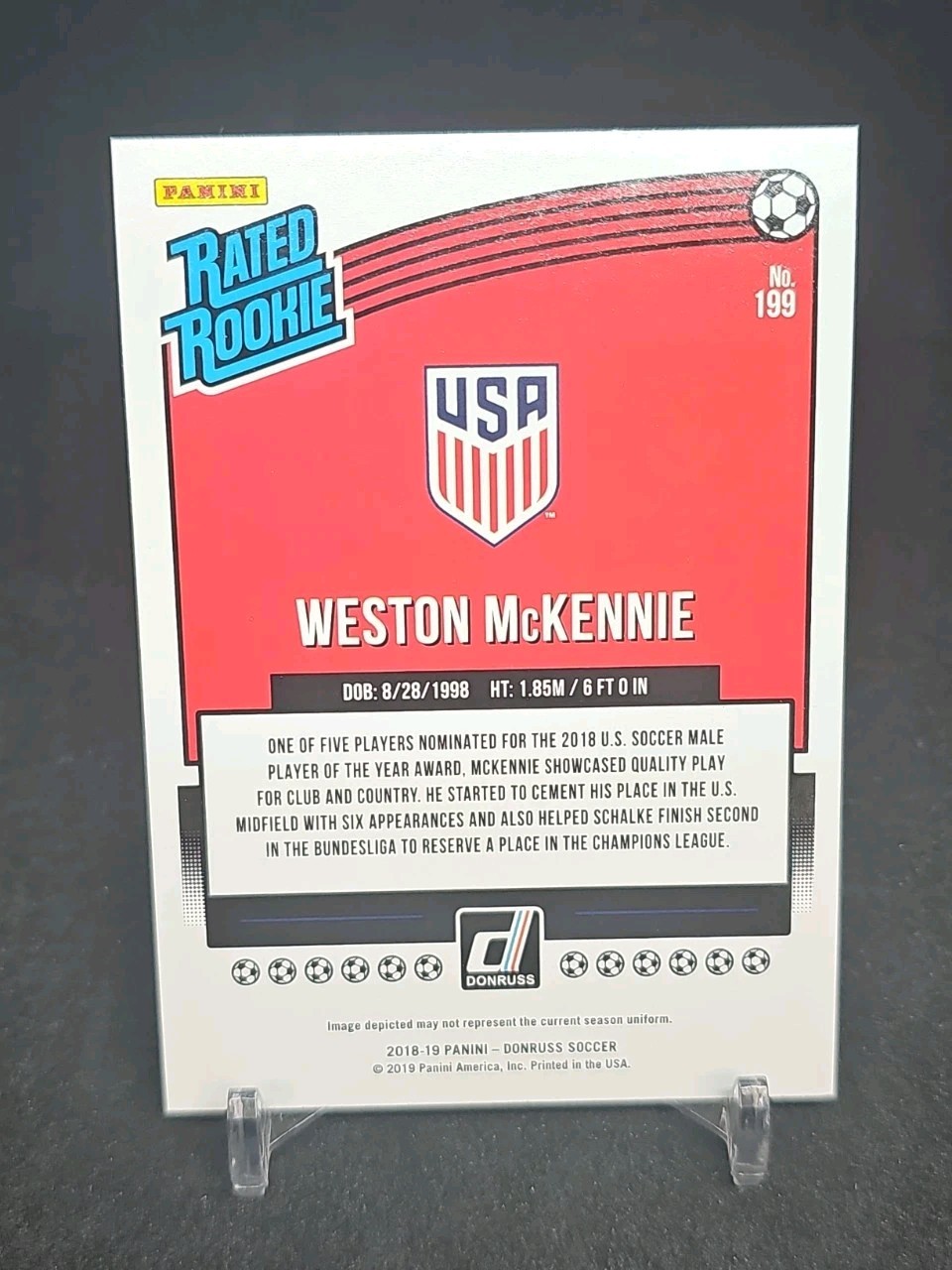2018-19 Panini Donruss – Rated Rookie Weston McKennie #199 Press Proof Red (RC)