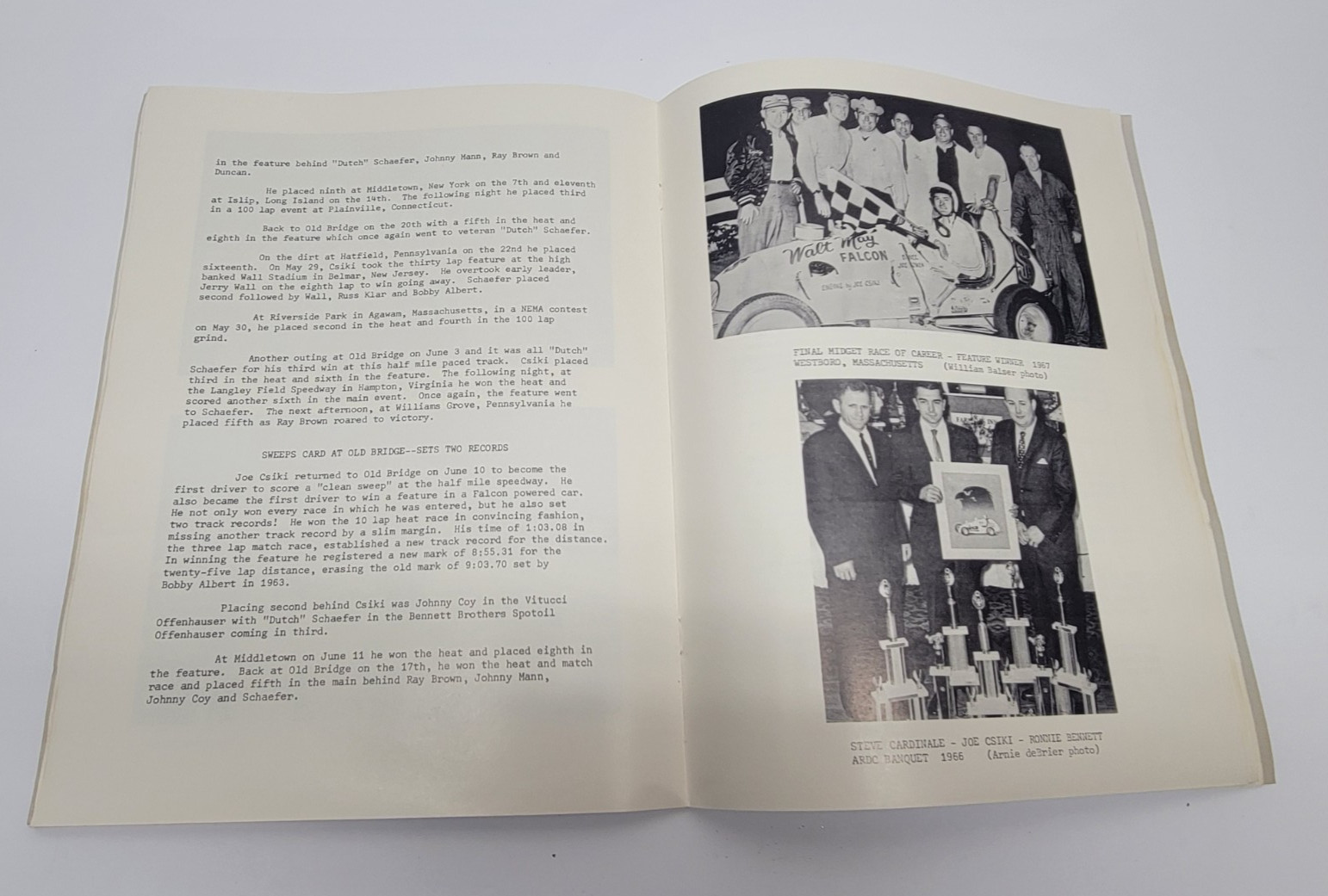 1968 Tribute Book to Midget Racer Joe Csiki, by Crocky Wright