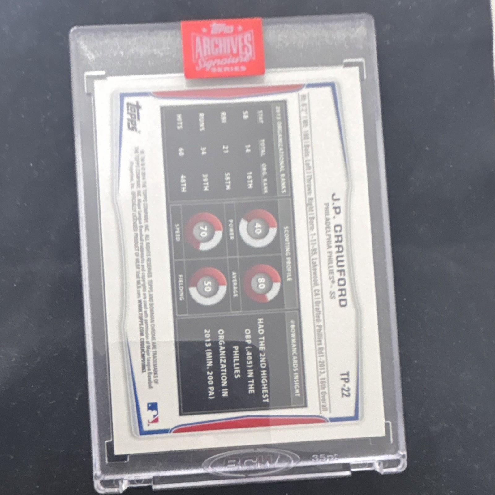Topps 2019 Archives Signature Series J.P. Crawford Phillies Auto #TP-22 50/99
