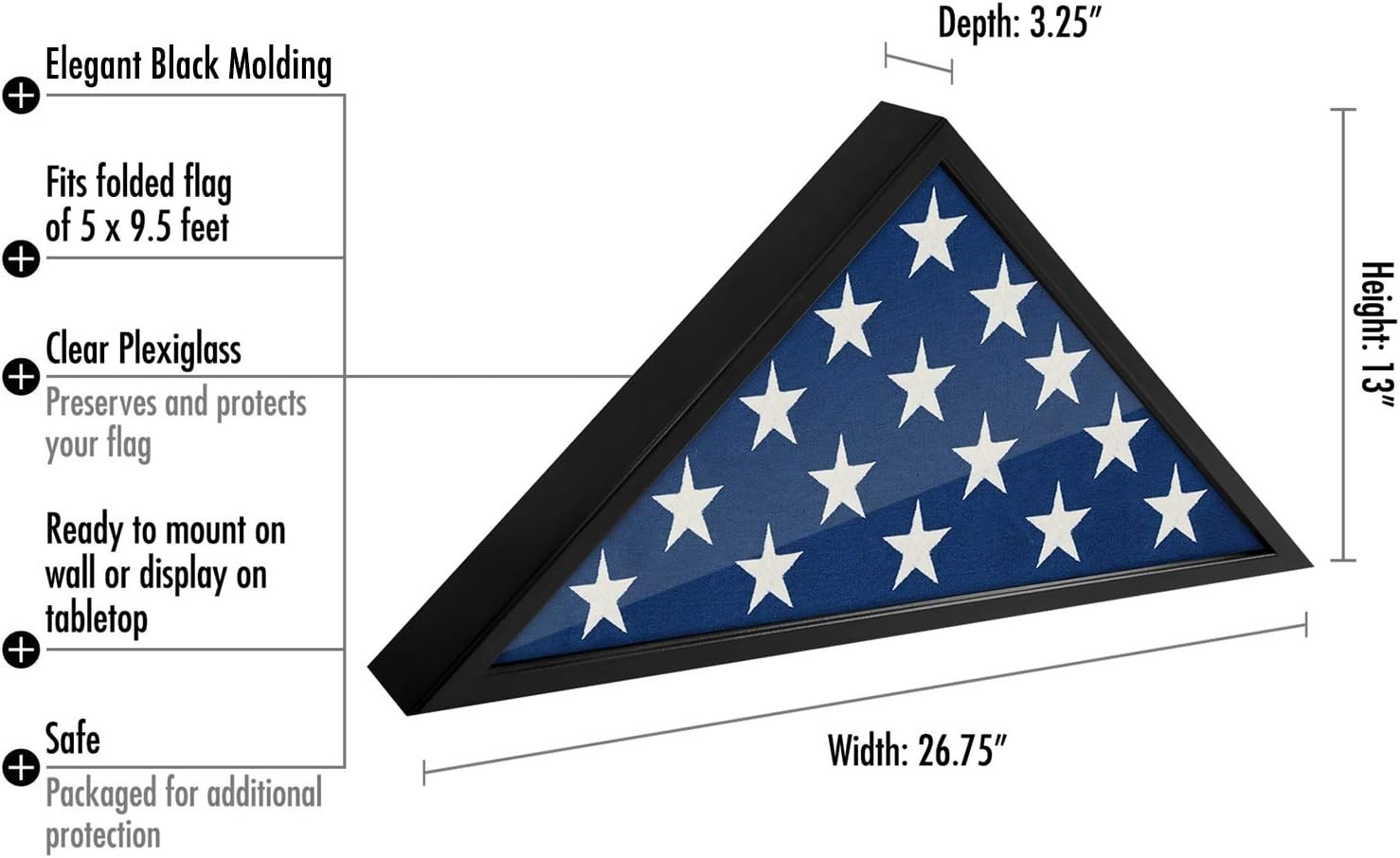 Triangular Flag Display Case for 5×9.5′ Flags – Perfect Military Tribute