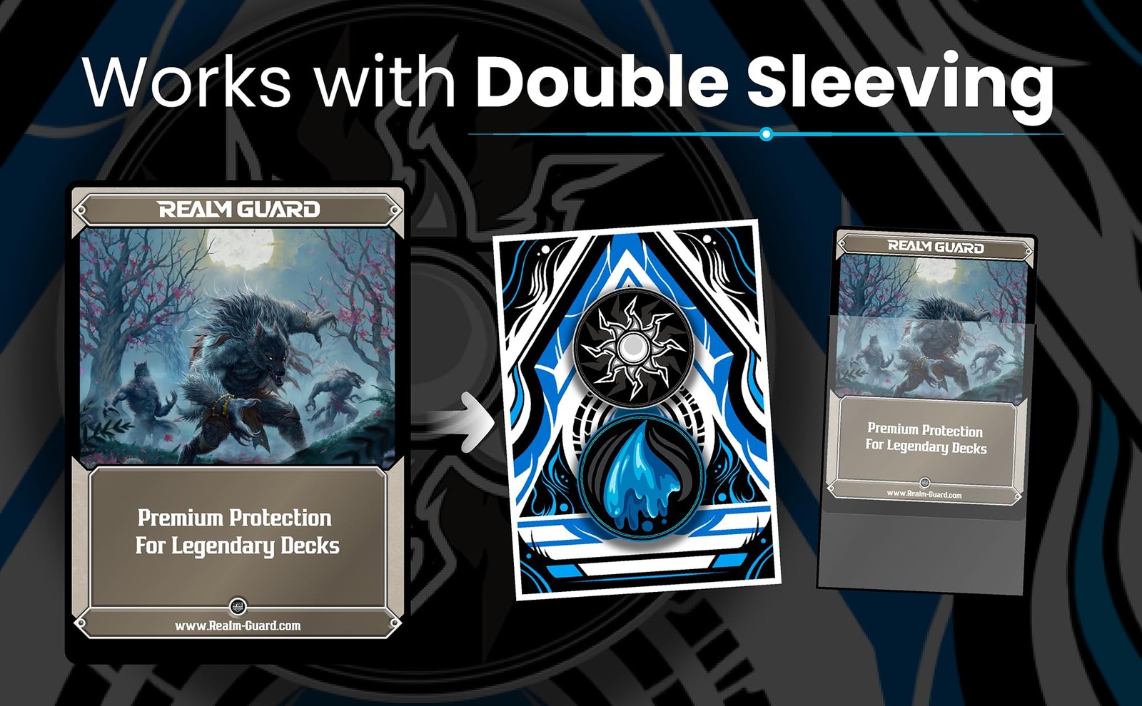 Realm Guard – 100ct Textured Matte TCG/MTG Card Art Sleeves (White Blue)