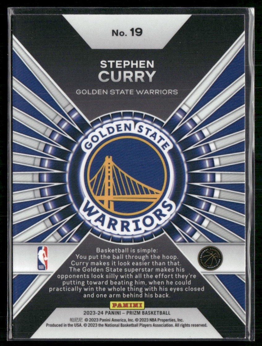 2023-24 Panini Prizm #19 Stephen Curry Dominance Prizms Silver