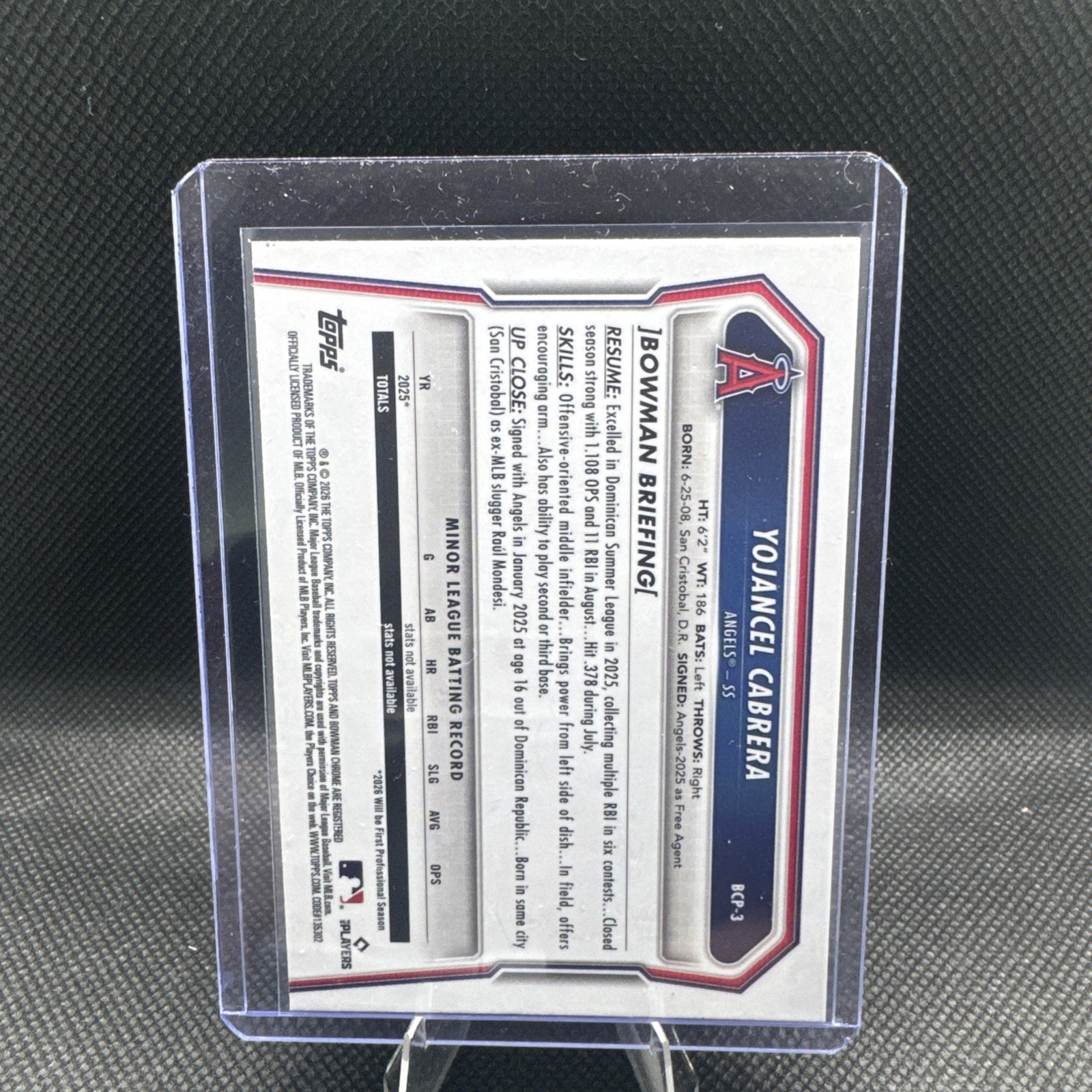 2026 1st Bowman Chrome Yojancel Cabrera Green Shimmer /99 #BCP-3