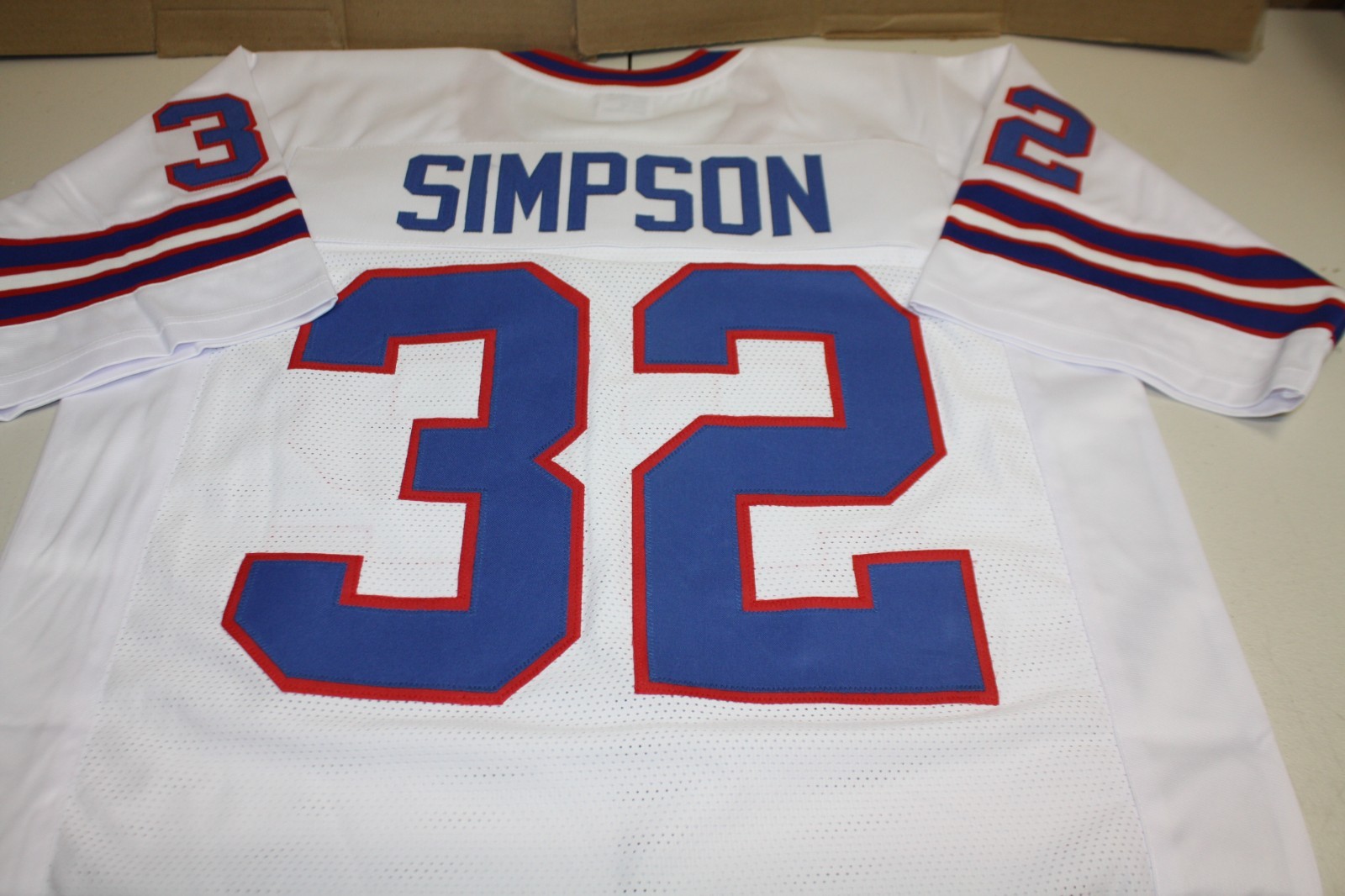 OJ SIMPSON #32 AWAY ROAD WHITE CUSTOM STITCHED JERSEY SIZE MENS XLG