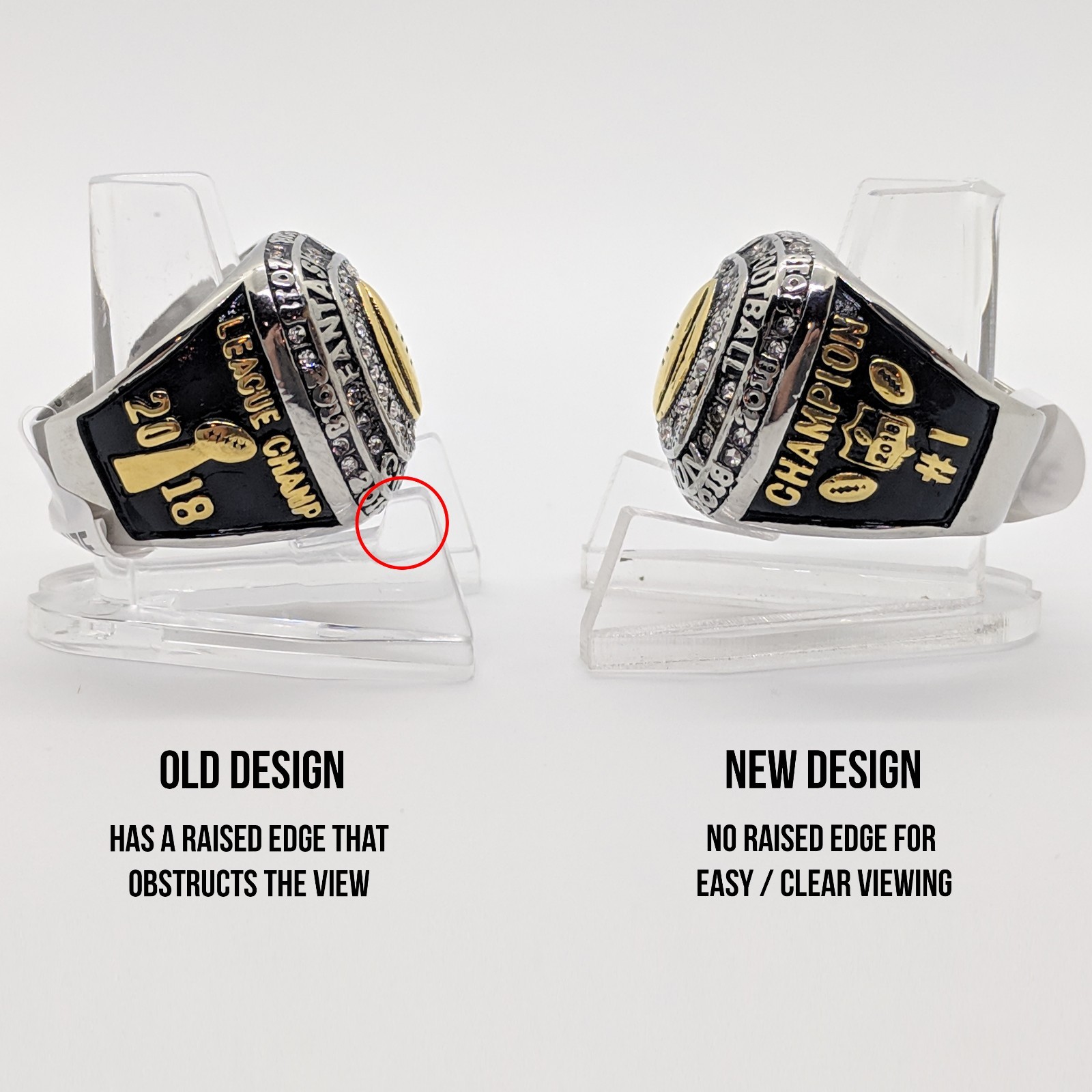 Championship Ring Display Case Box Clear Stand Holder Cube Ring Box Display Case