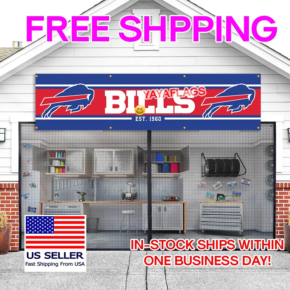 Buffalo Bills 2×8 Feet NFL Flag Mancave Outdoor Banner US SELLER