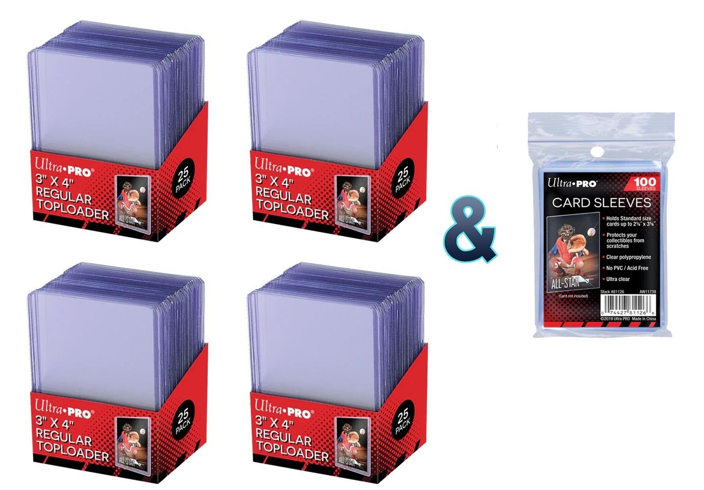 Ultra PRO Top Loaders 3″ x 4″ Regular 35pt + Soft Sleeves 50/100/200/500/1000ct