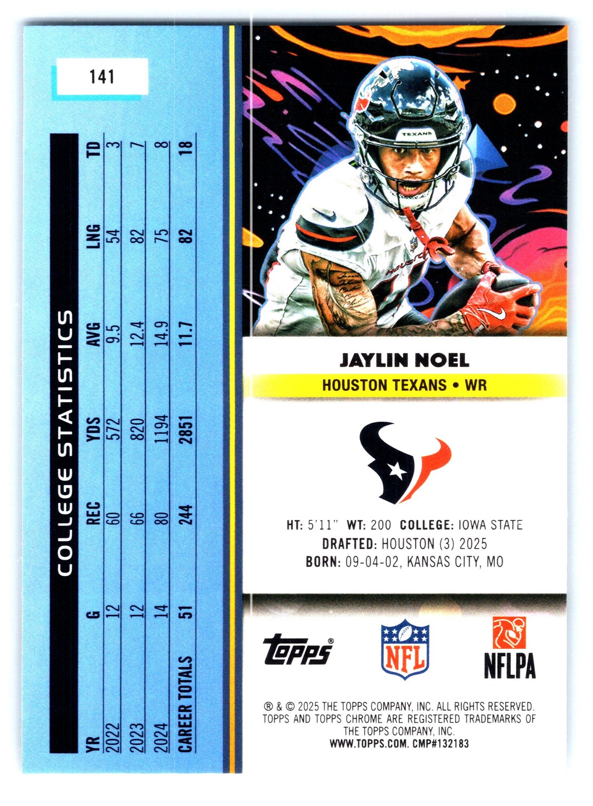 2025 Topps Chrome Cosmic #141 Jaylin Noel