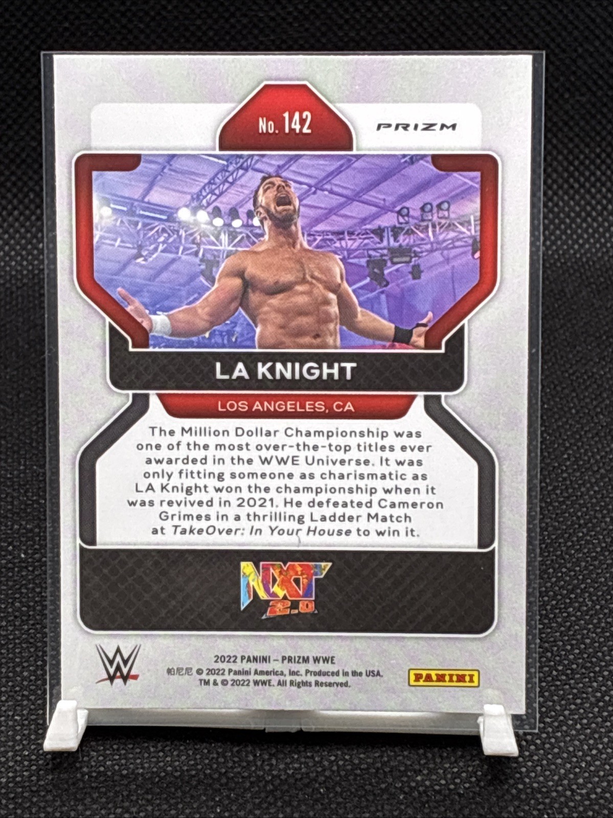 2022 Panini Prizm WWE – LA Knight #142 Silver Prizm Refractor YEAH!