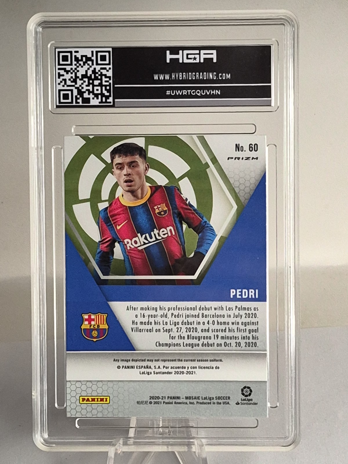 2020 Panini Mosaic La Liga Choice Red & Green Prizm Pedri #60 HGA 9.5