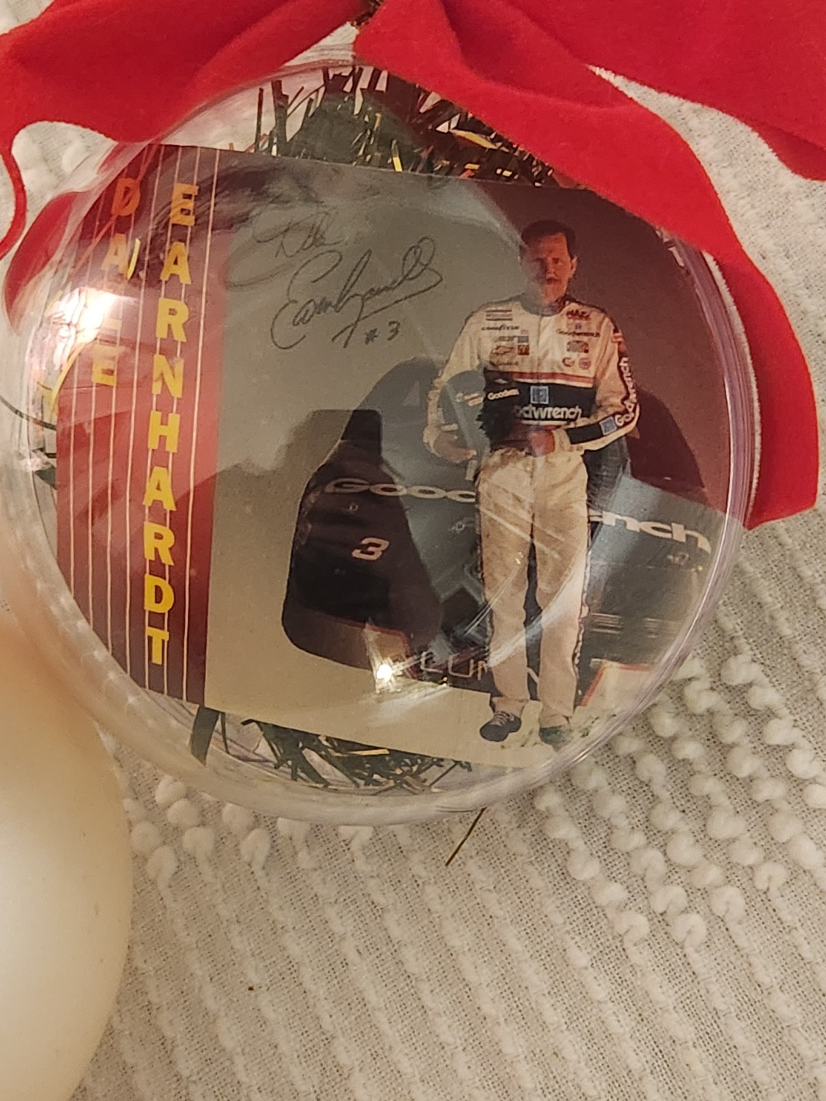 NASCAR (2) Dale Earnhardt Sr. #3 Christmas Ornaments Balls 1 Acrylic 1 Glass