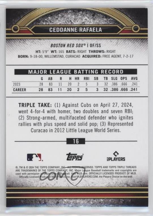 2024 Topps Triple Threads Aquamarine 77/149 Ceddanne Rafaela #16 Rookie RC 14sr