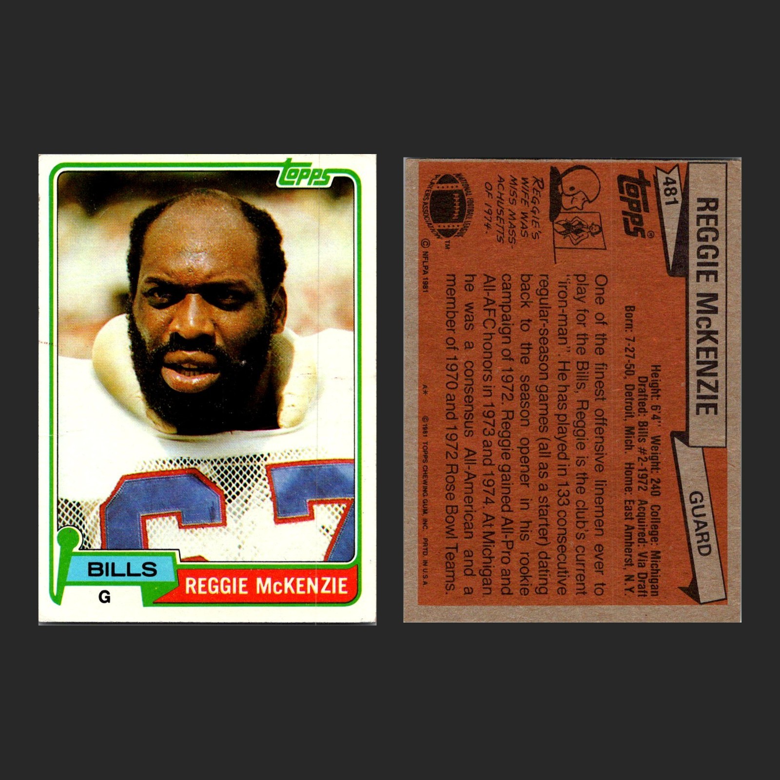 Reggie McKenzie 5-Card Lot Bills Topps Vintage All-Pro Guard