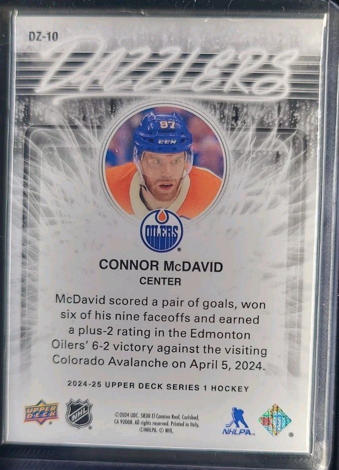 2024-25 Upper Deck Series 1 – Dazzlers Connor McDavid #DZ-10 Green