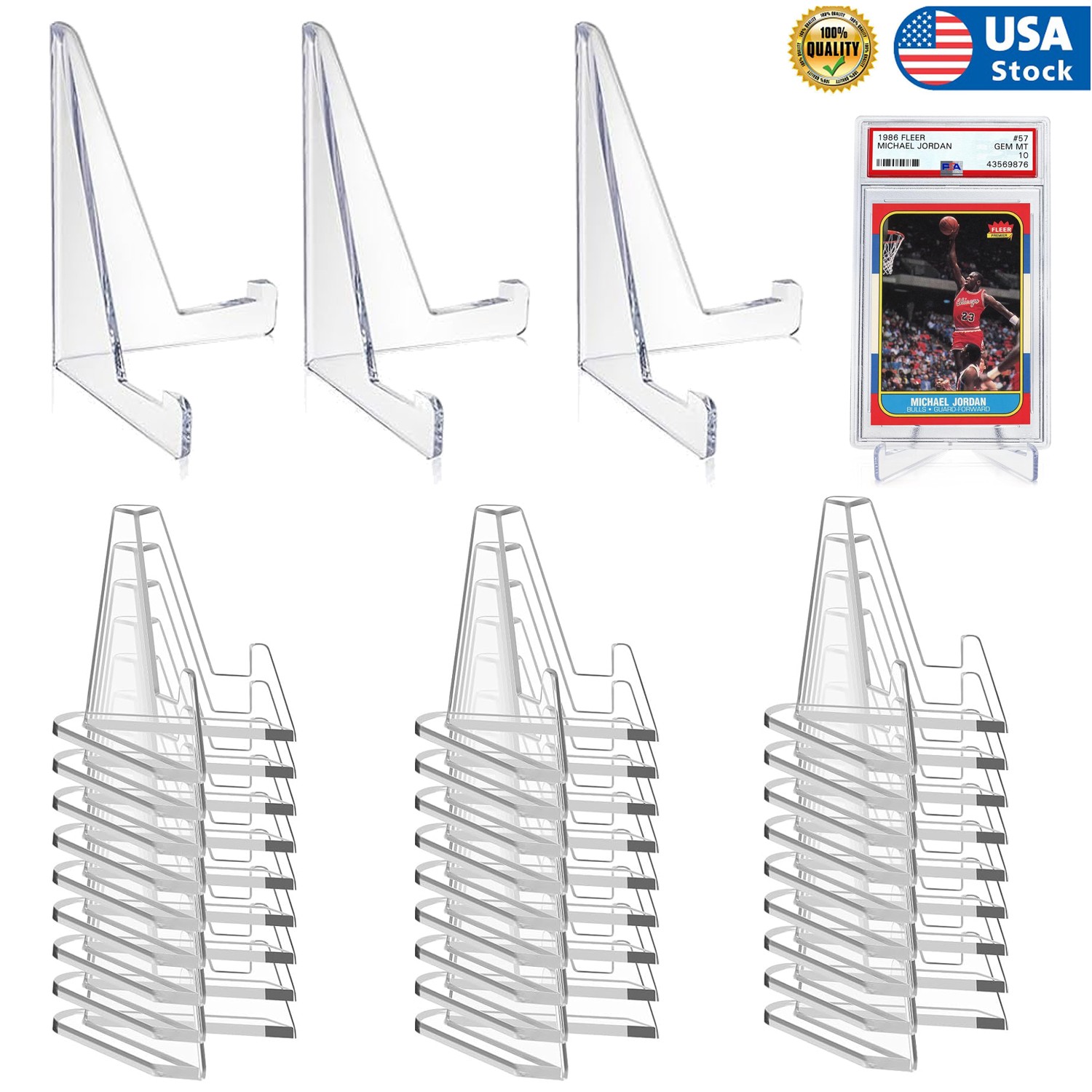5-20x Plastic Card Display Stand, Super Hard Clear Display for Baseball, Sports