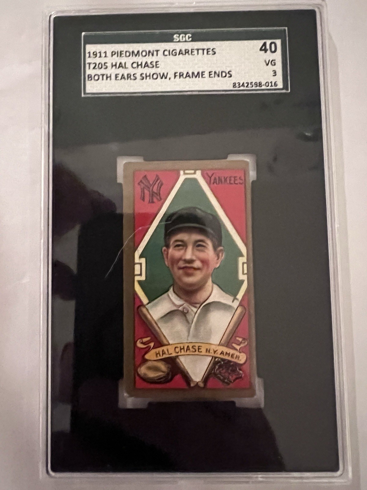 1909-11 T206 Hal Chase Base Ball Subjects Back (RC) SGC 3