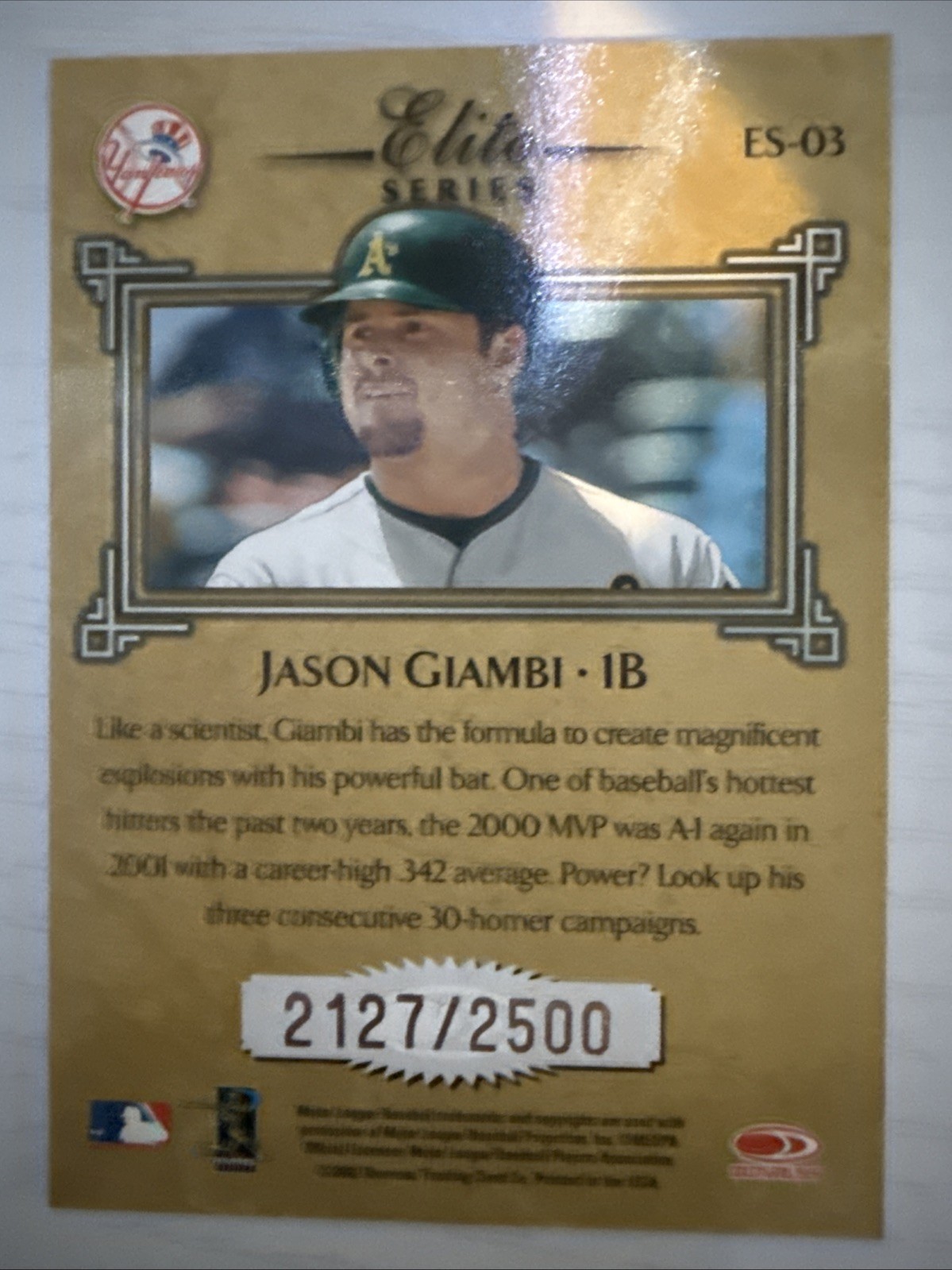 2002 Donruss Elite Series #ES-03 Jason Giambi New York Yankees /2500