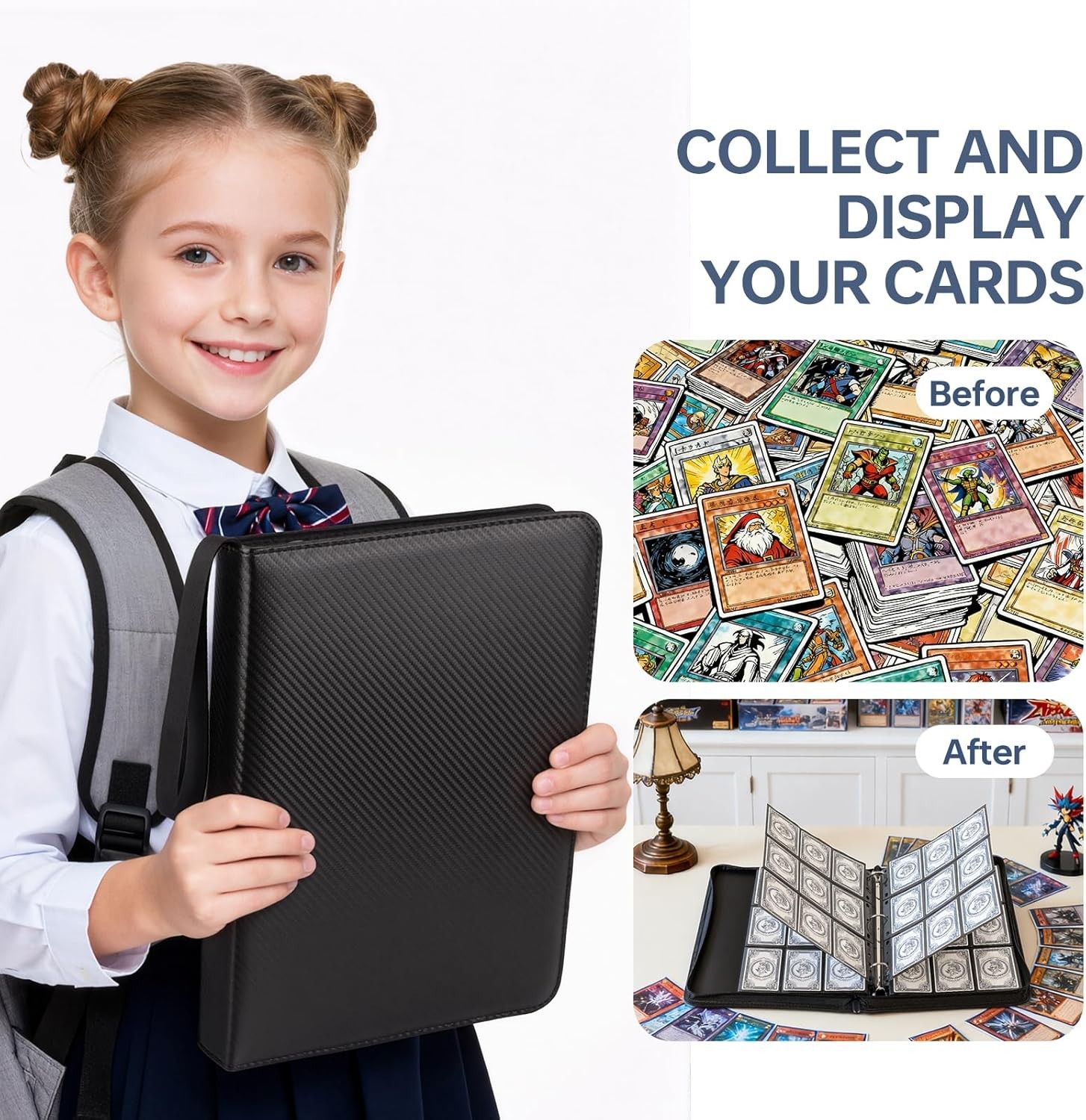 Trading Card Binder with Sleeves 9 Pocket Premium 720 Double Sided Pocket PU …