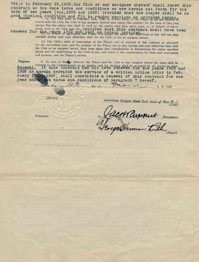 1919 Babe Ruth Signed Contract ALL 3 PAGES!! New York Yankees Replica SWAT