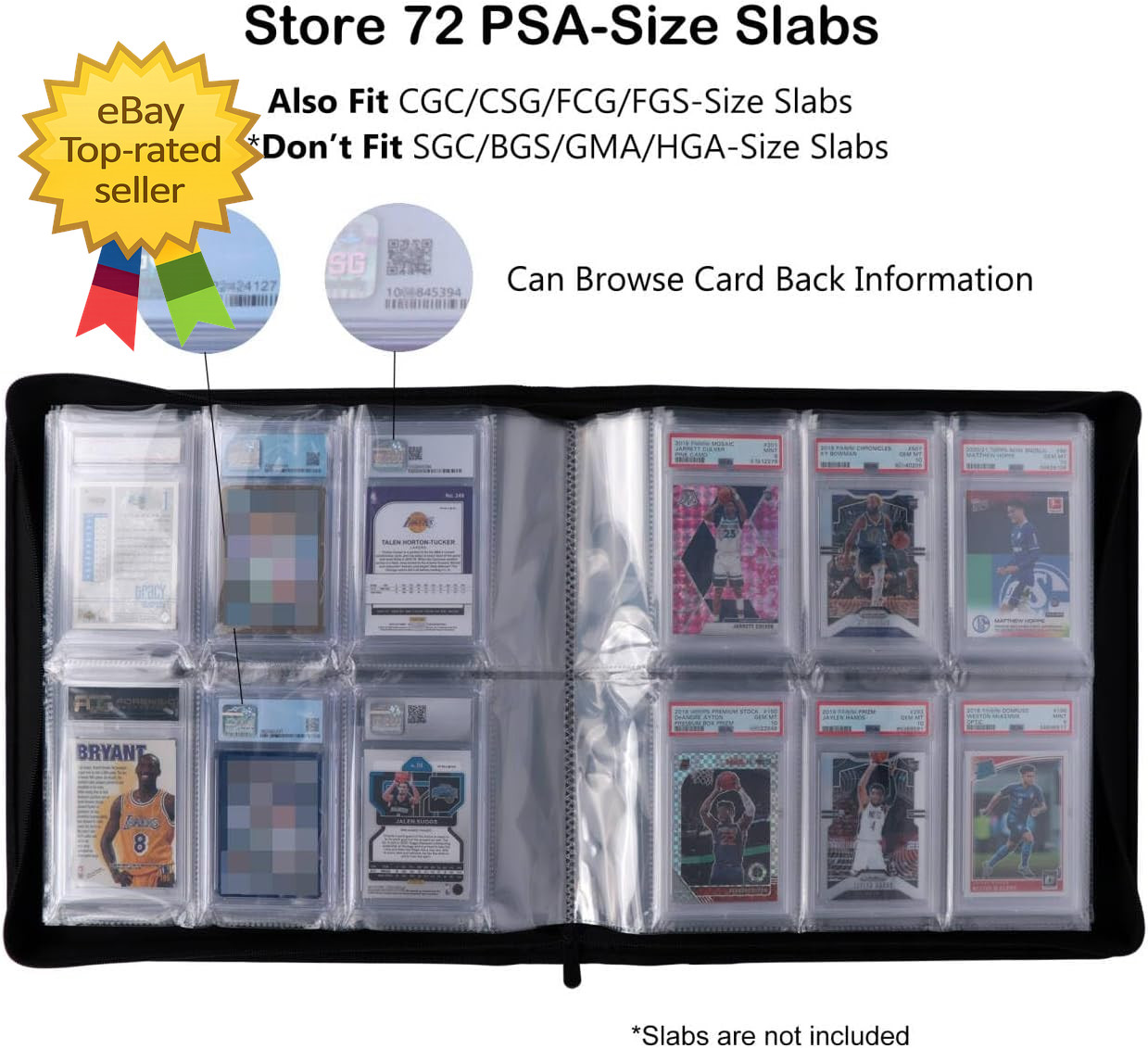 PSA Slab Binde Holds 72 PSA Slabs 6 Pocket Graded Card Binder for CGC CSG FGS