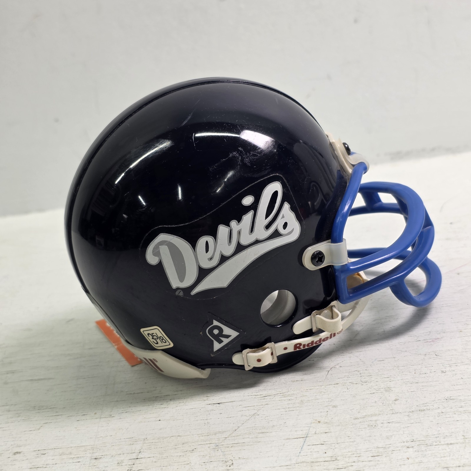 Riddell Mini Football Helmet Devils Navy Blue Royal Facemask Vintage Collectible