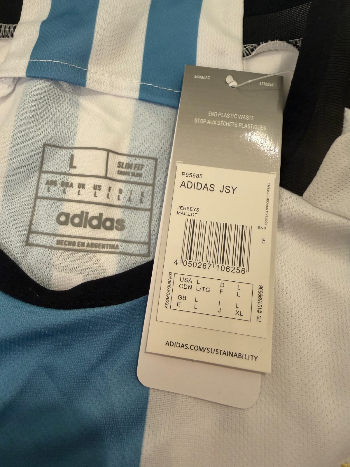 Adidas Jersey Argentina 2026 Home Messi Jersey Soccer White Icey Blue large