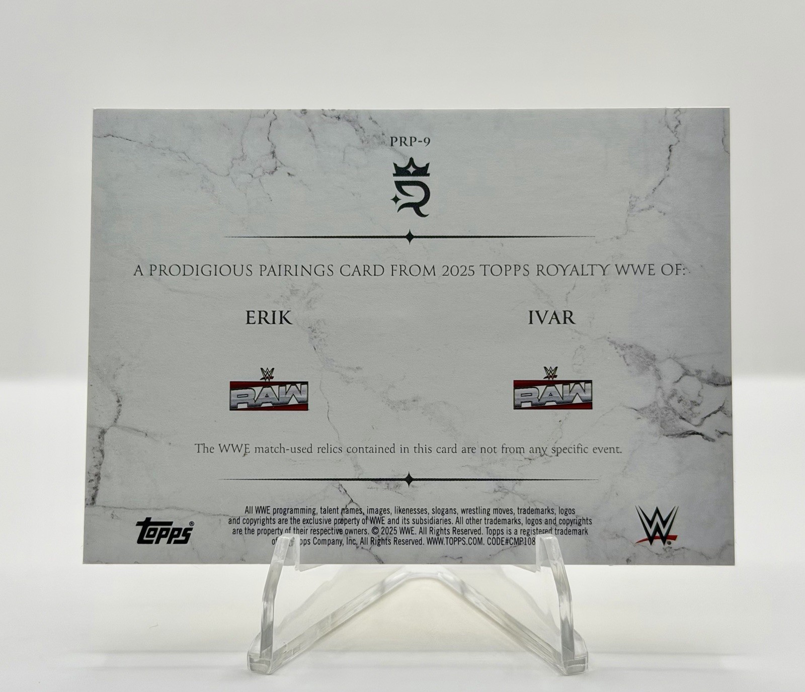 ERIK & IVAR 2025 Topps Royalty WWE Gold Foil Duel EVENT USED RELIC /99 #PRP-9