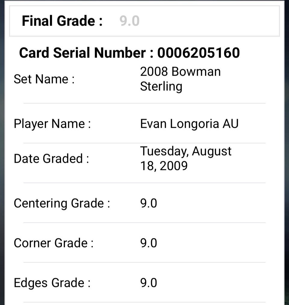 2008 POP 45👈EVAN LONGORIA (R/C)((AU)BS-EL⚾️BOWMAN STERLING BGS 9/10👈TB RAYS