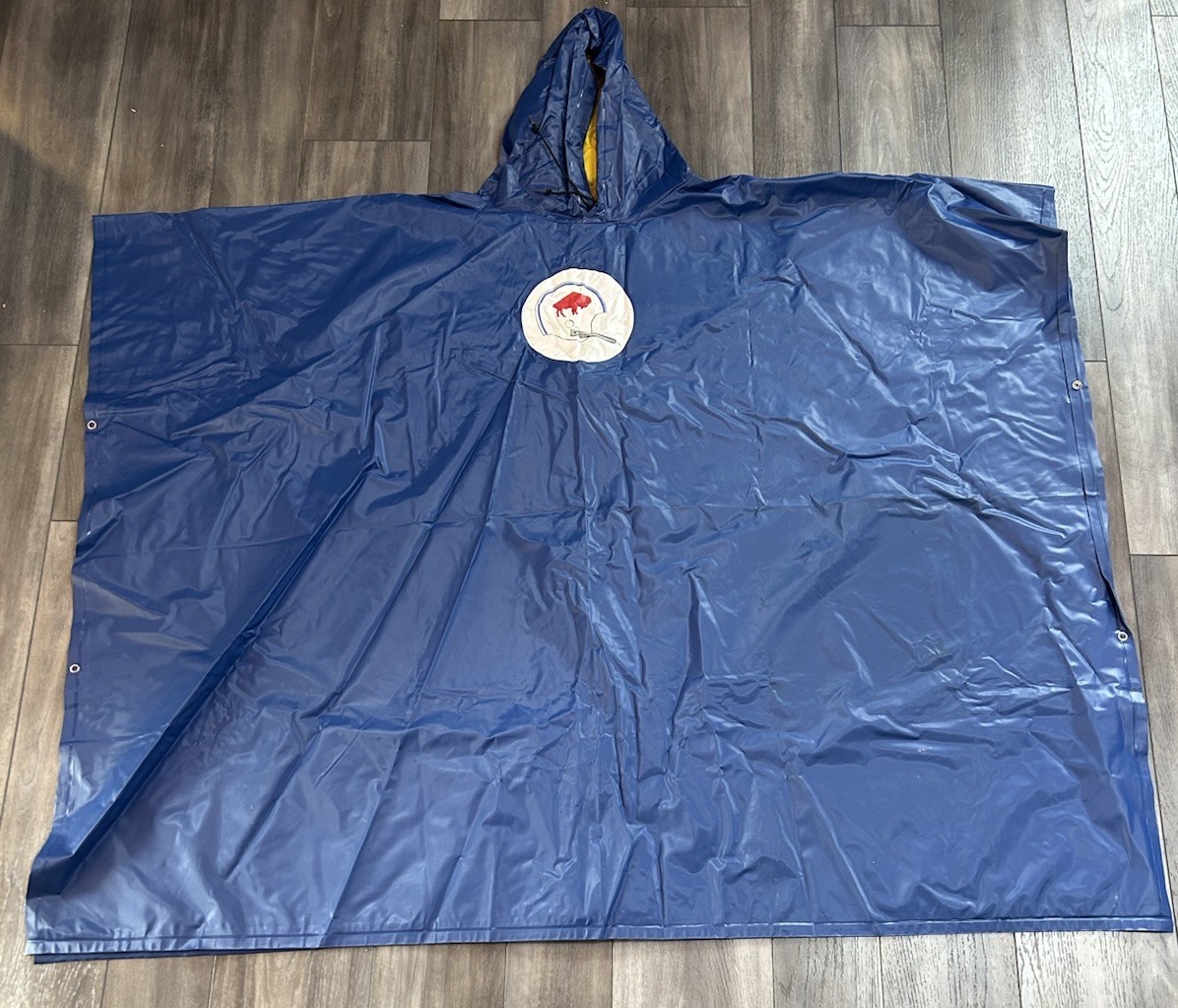 Vintage Buffalo Bills Rain Poncho. Snaps On Both Sides Clean RARE Retro Heavy