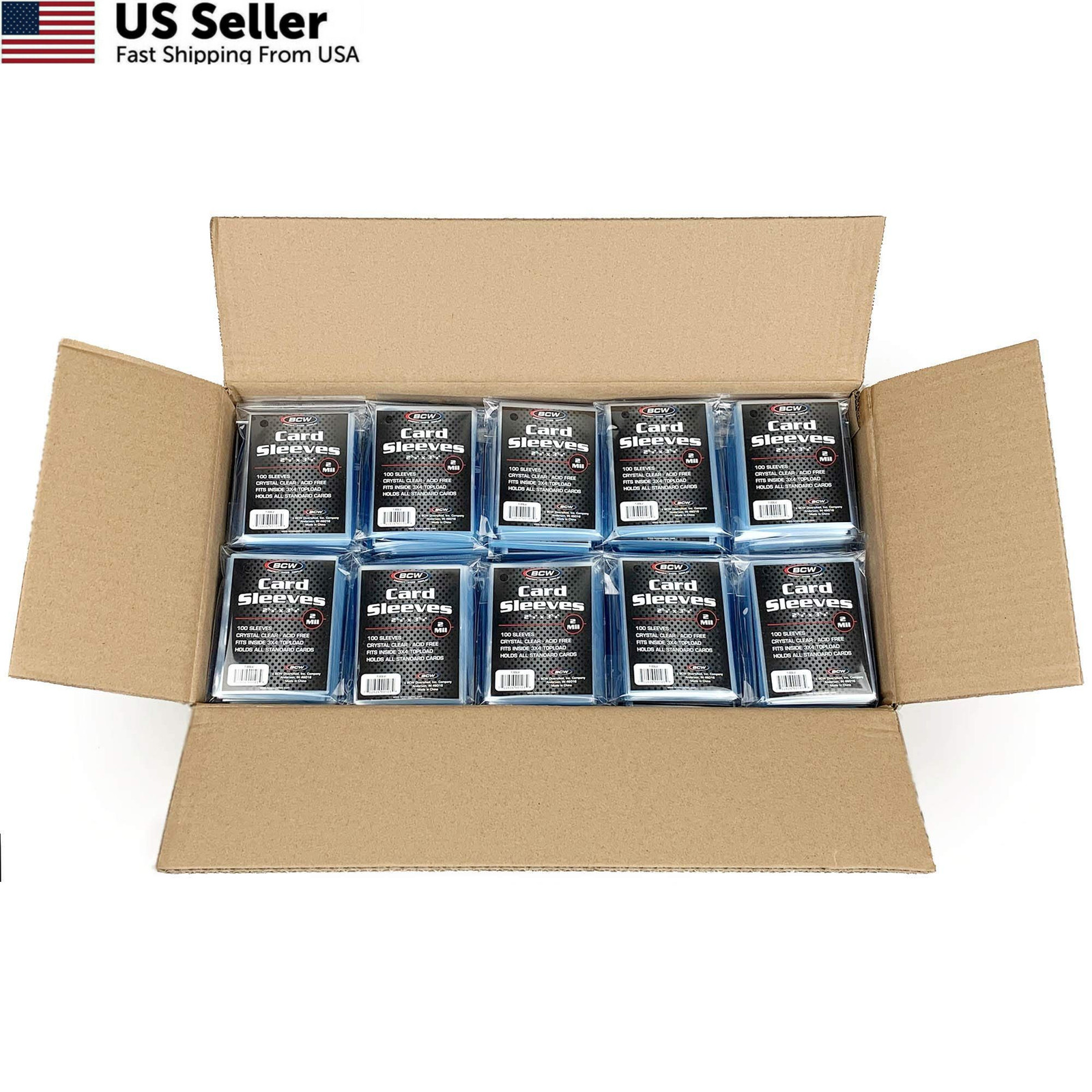 BCW Standard Card Sleeves – 2-5/8″ x 3-5/8″ – 100 Packs (10,000ct 100, Clear