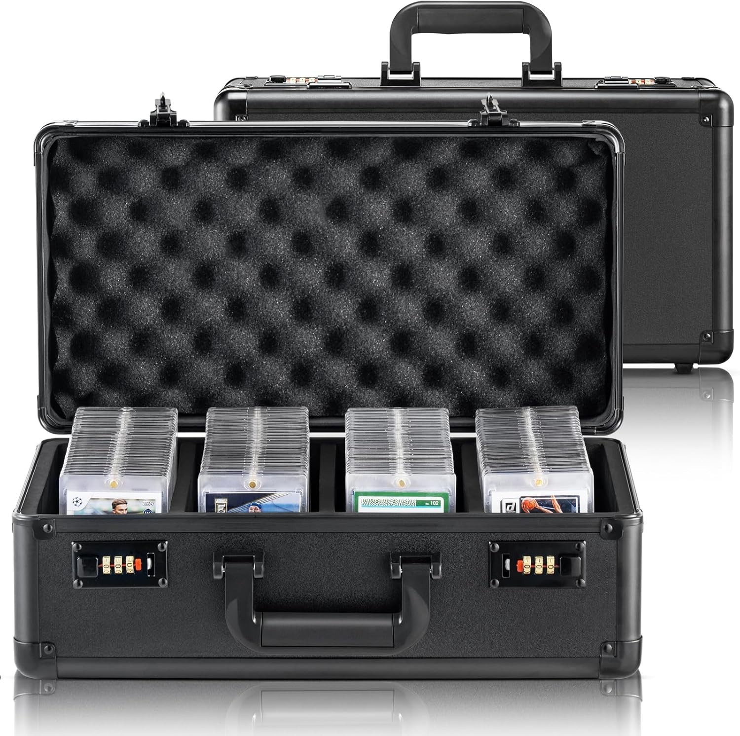 120 PSA Graded Card Storage Box 4 Slots, with Coded Lock Foam Dividers, Grade…