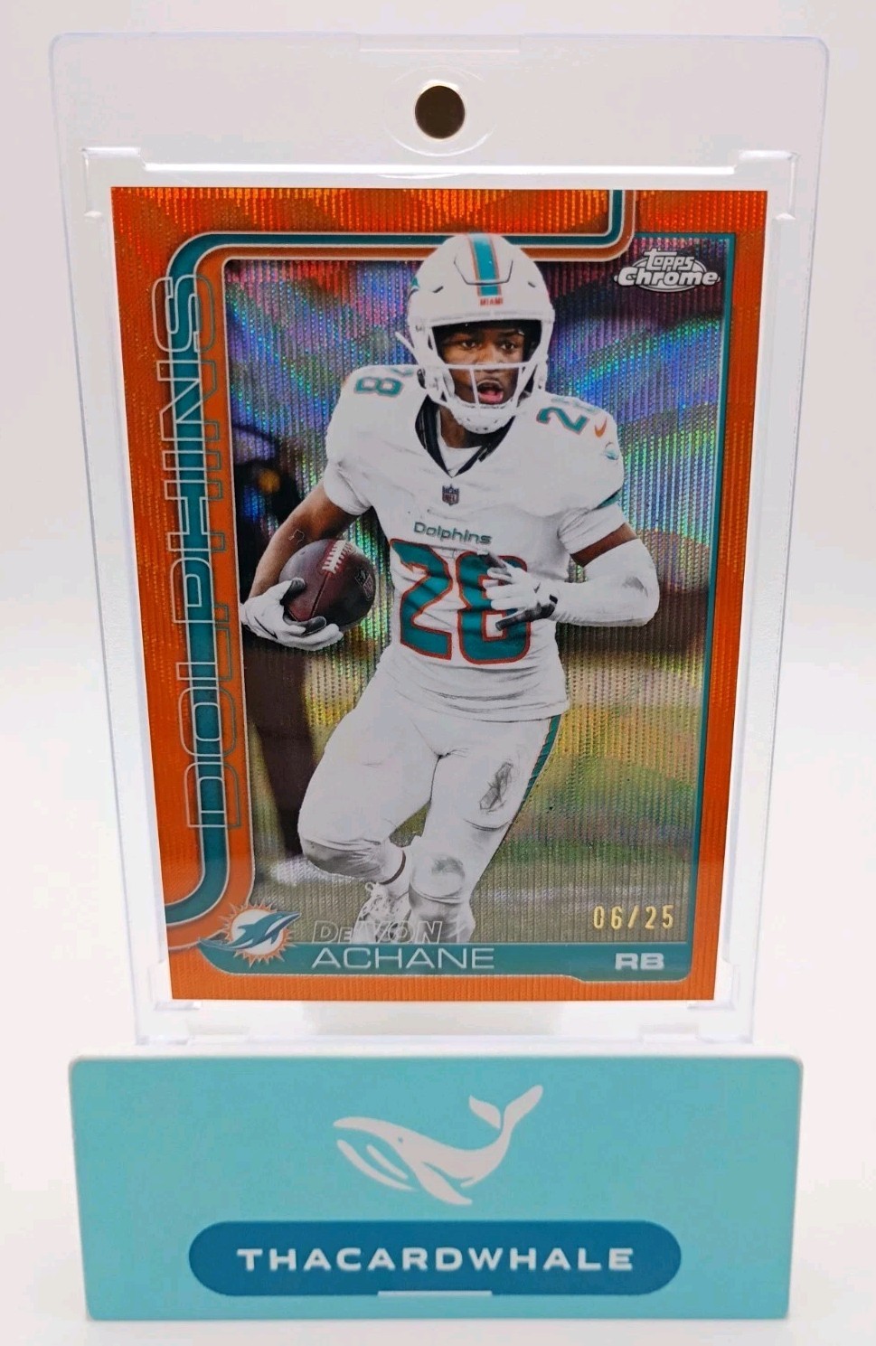 2025 Topps Chrome De’Von Achane Orange Wave Refractor /25 #188 COLOR MATCH