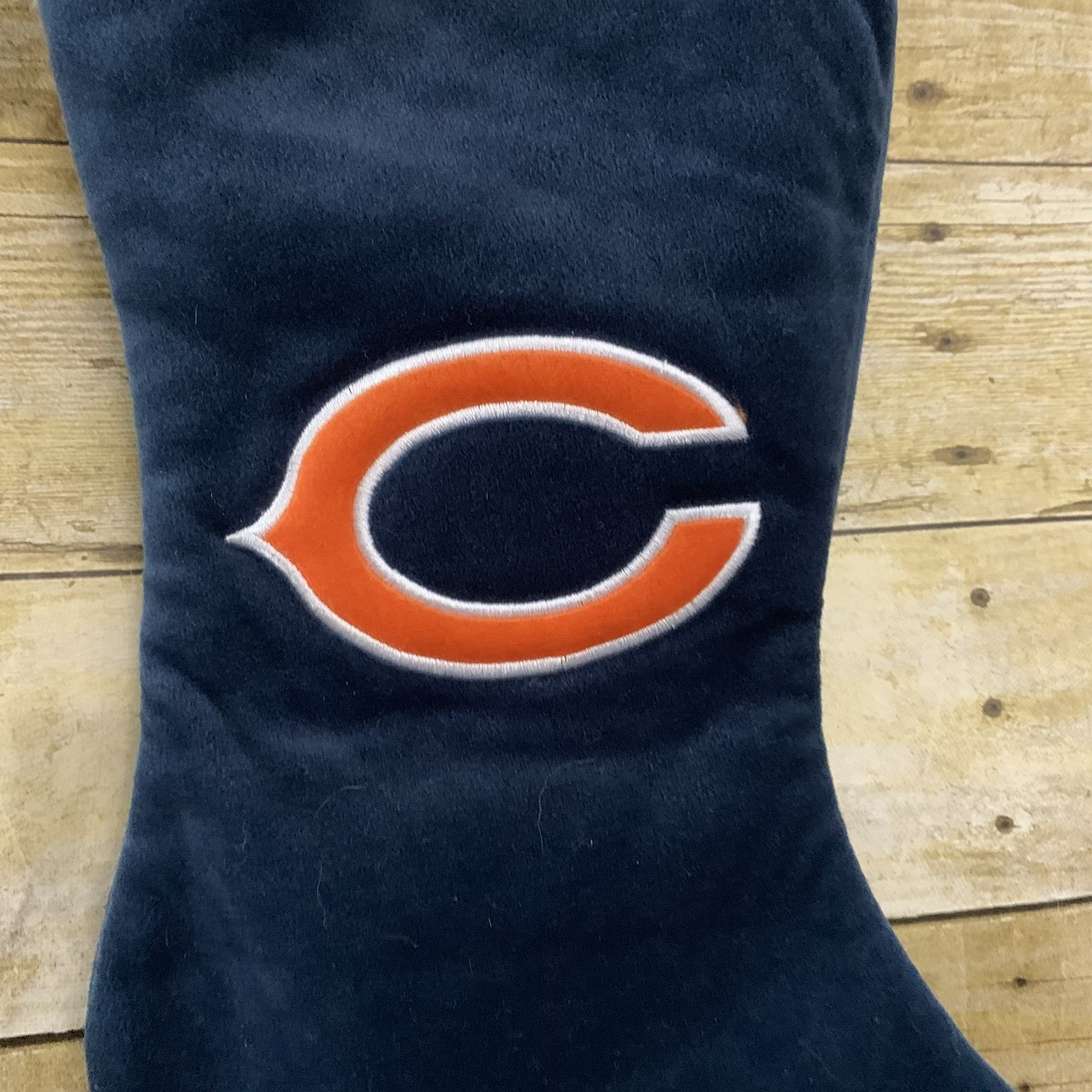 NFL Chicago Bears Christmas Stocking 18″ Length Blue Orange White Fur